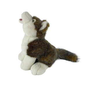 Cascade Toy Timber Wolf Plush 12" Howling Brown Husky Dog Yellow Eyes Realistic